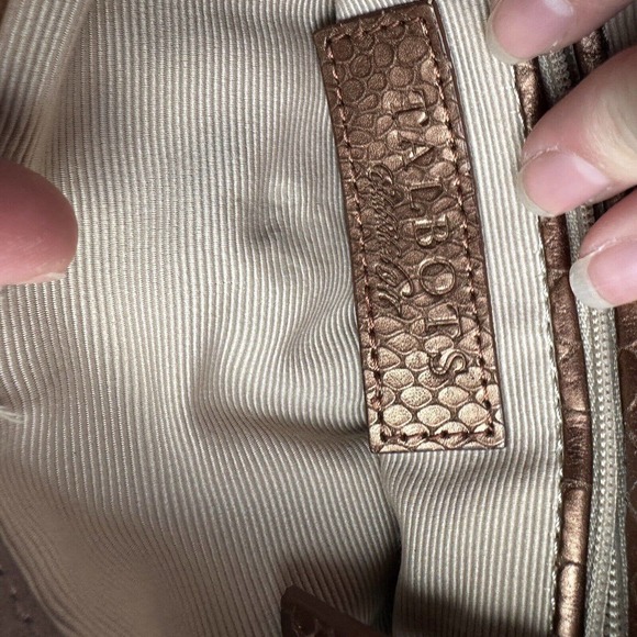 Talbots Copper Leather Shoulder Handbag with Gold Tone Chain Link Strap NYE - Picture 4 of 9